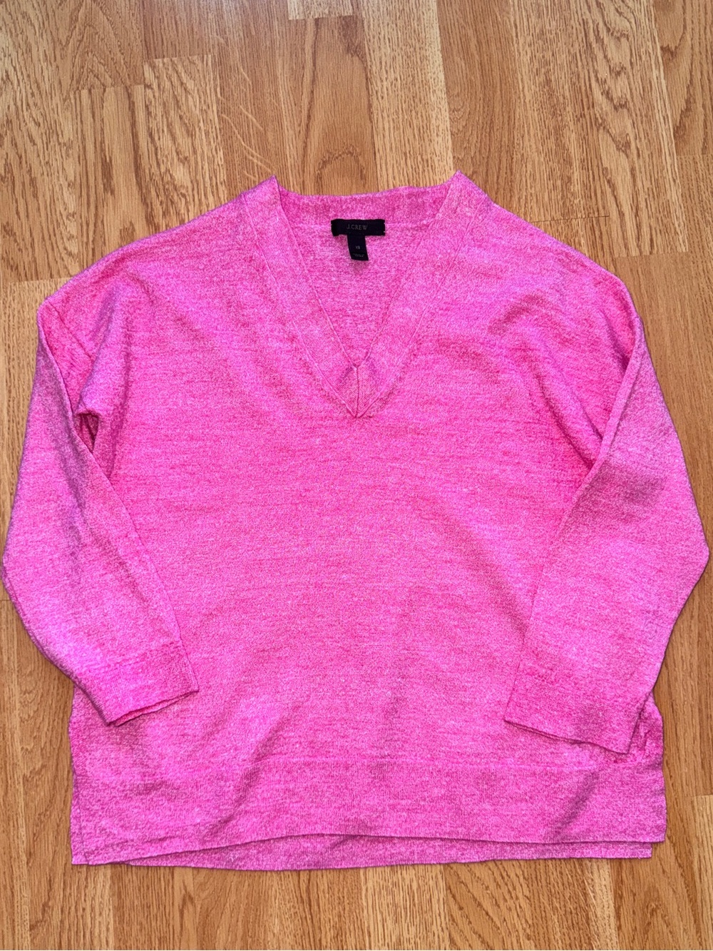 J. Crew Women’s Pink V-Neck Merino Wool Linen Blend Sweater- xs EUC